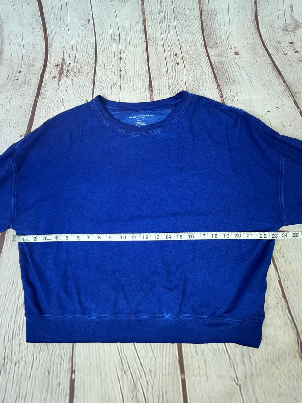 MAJESTIC FILATURES Deluxe Teeshirt blue cotton crewneck sweatshirt, size M - Picture 10 of 10